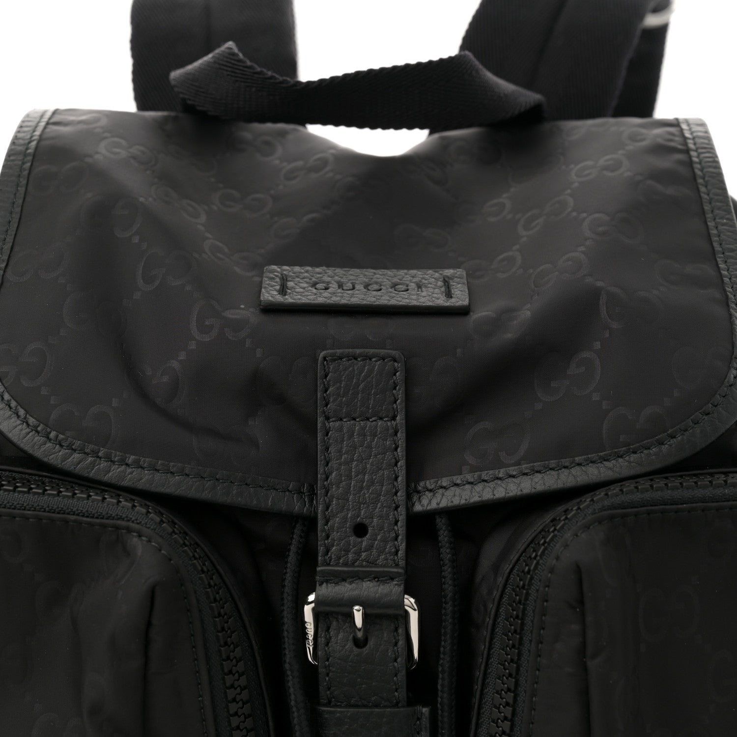 Gucci Nylon Monogram Medium Light Single Buckle Backpack Black 8 of 11