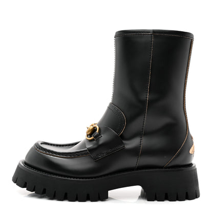 Gucci Cordovan Lux Womens Harald Horsebit 25mm Platform Boots 36 Black 1 of 12