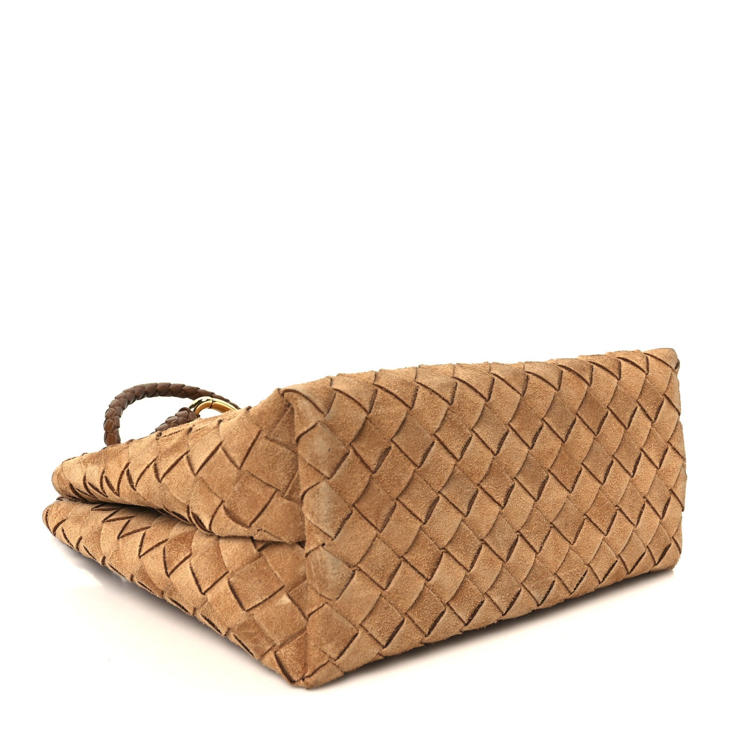 Bottega Veneta Suede Intrecciato Small Andiamo Shoulder Bag Amber 4 of 10