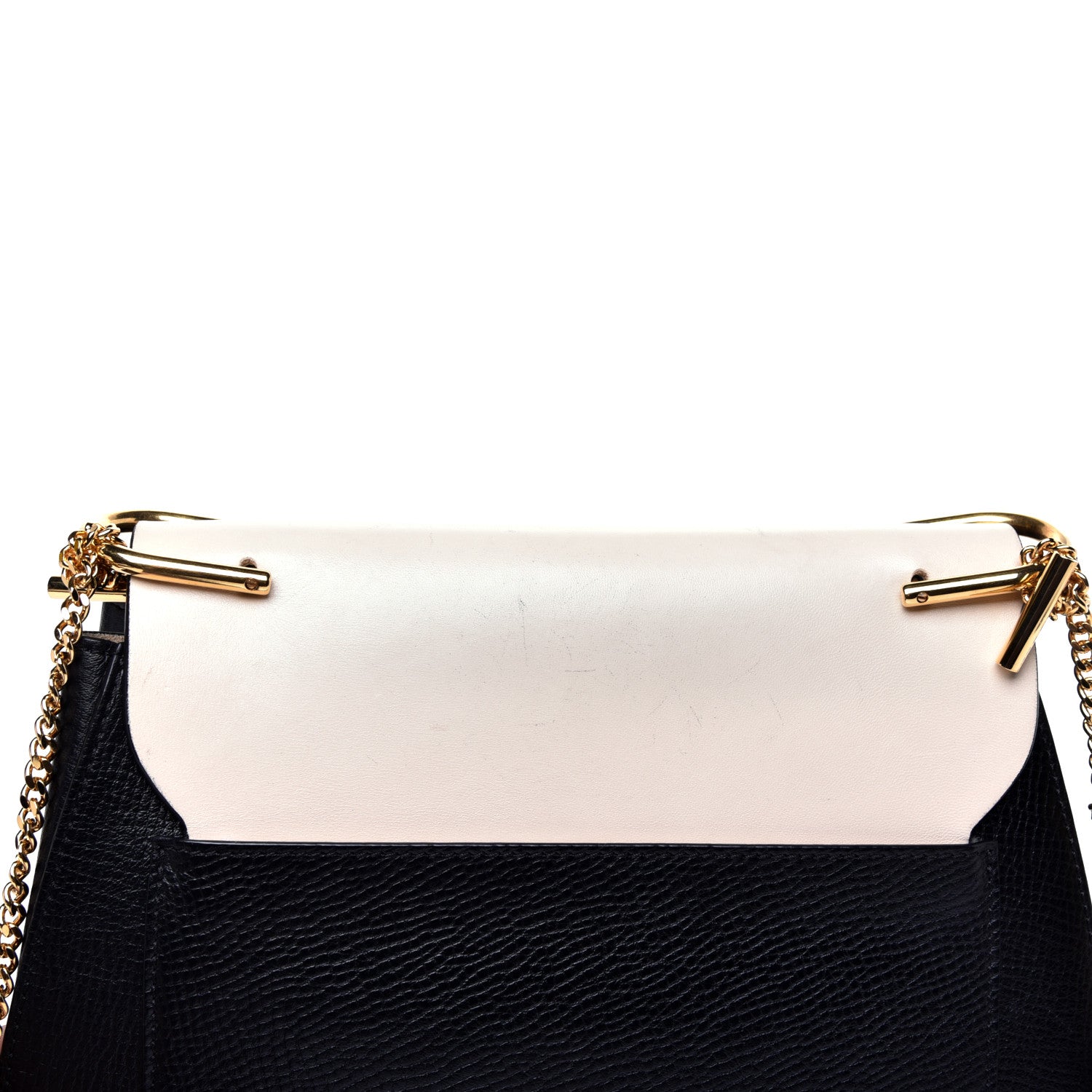 Chloe Grained Calfskin Lambskin Bi-Color Drew Shoulder Bag Black Powder Beige 14 of 15