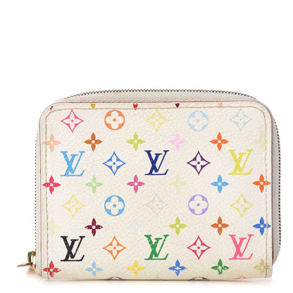 Louis Vuitton Monogram Multicolor Zippy Coin Purse Wallet White Litchi 1 of 13