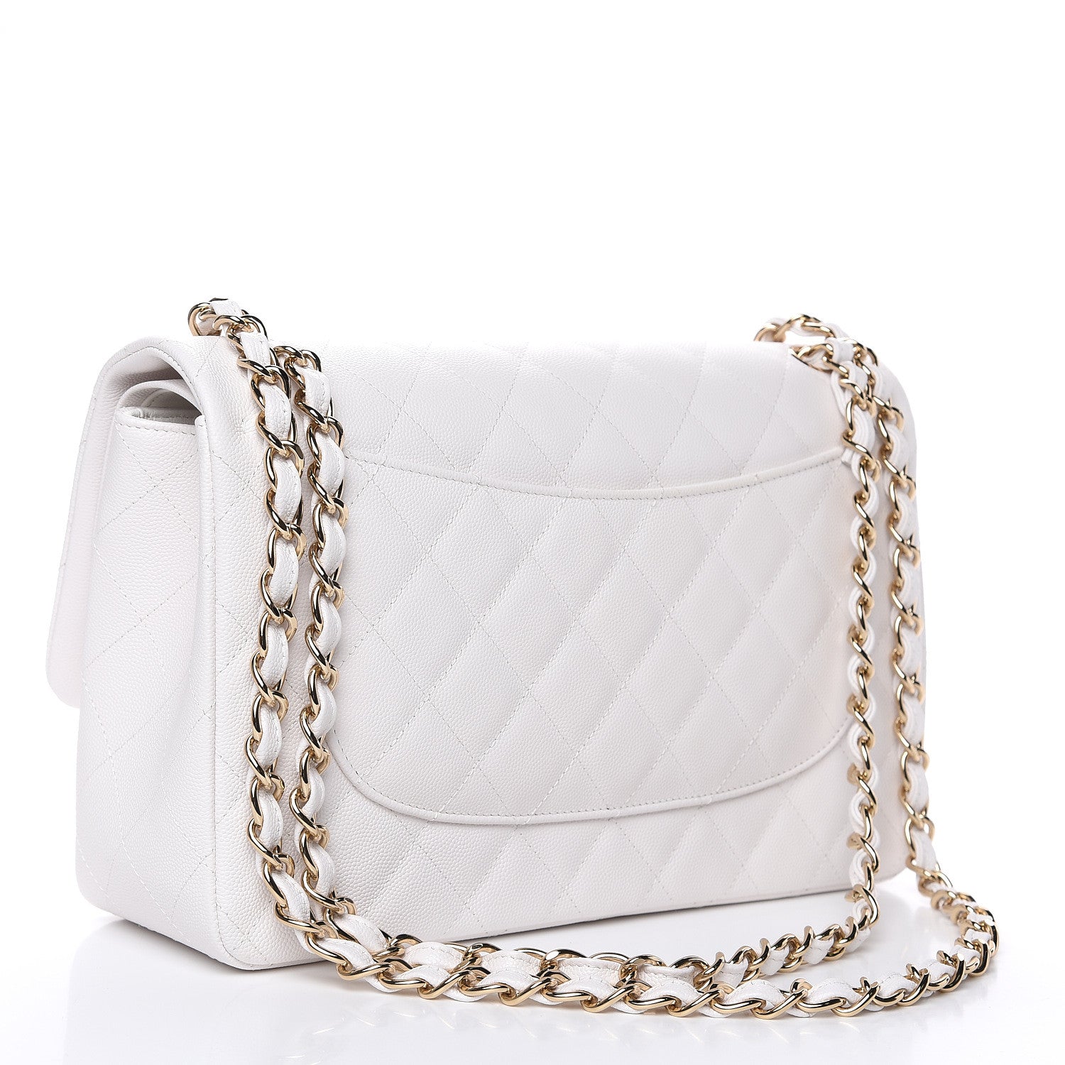 Chanel Caviar Quilted Jumbo Double Flap White 3 of 10