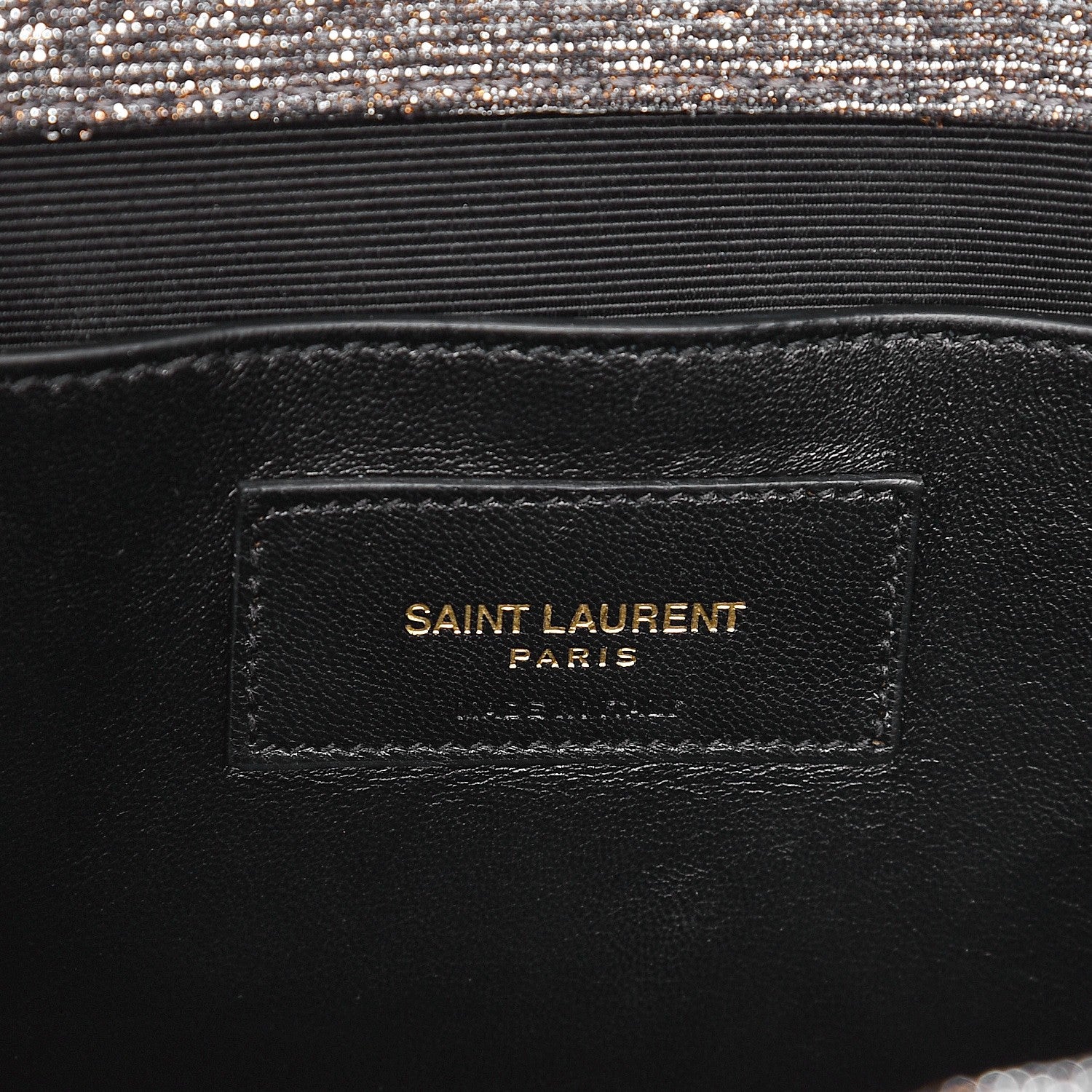 Saint Laurent Metallic Canvas Woven Classic Monogram Kate Tassel Clutch Silver Gold 6 of 7