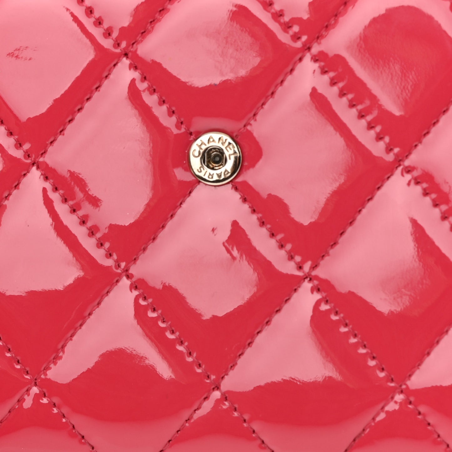 Patent Calfskin Quilted Boy Flap Wallet Pink