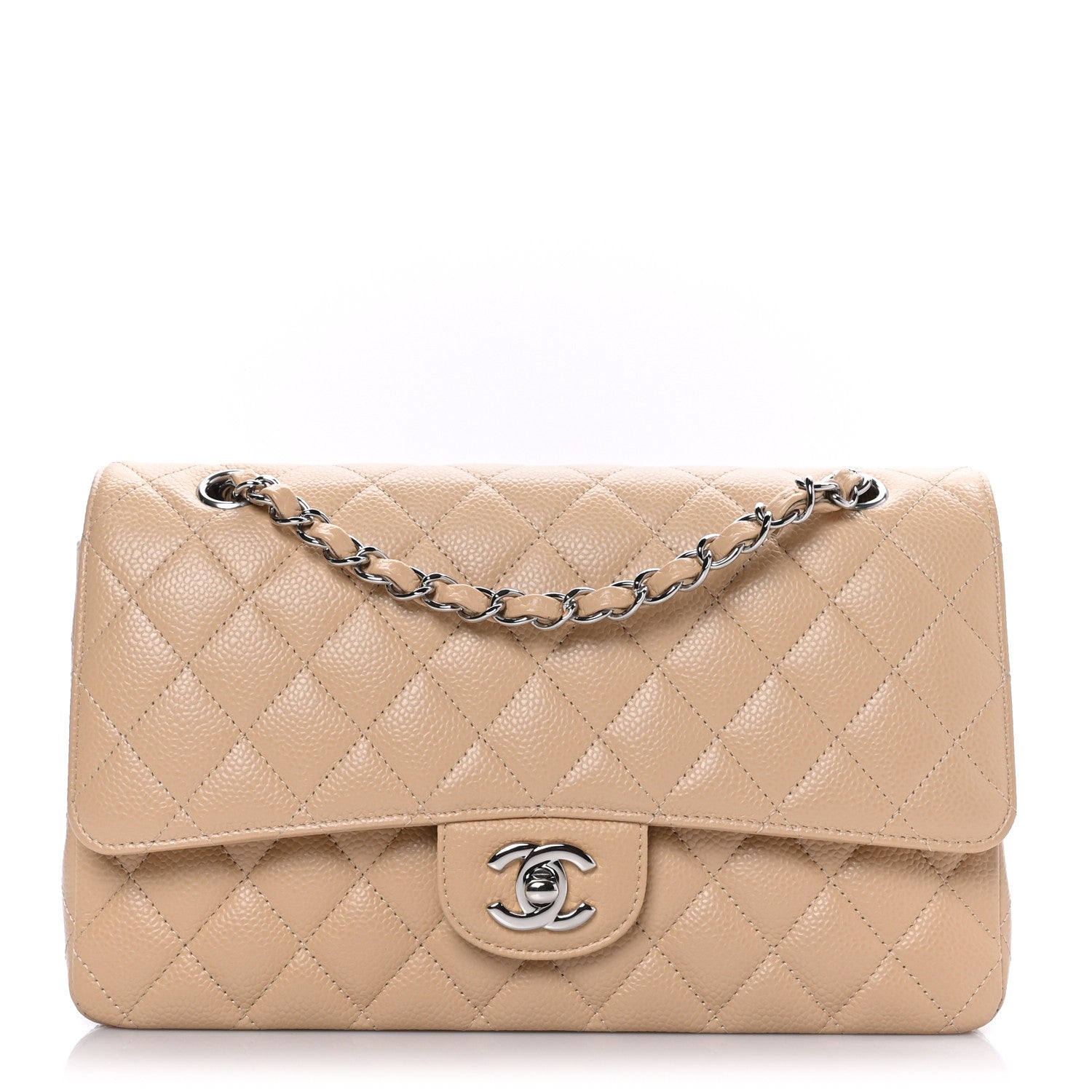 Chanel Caviar Quilted Medium Double Flap Beige 1 of 9