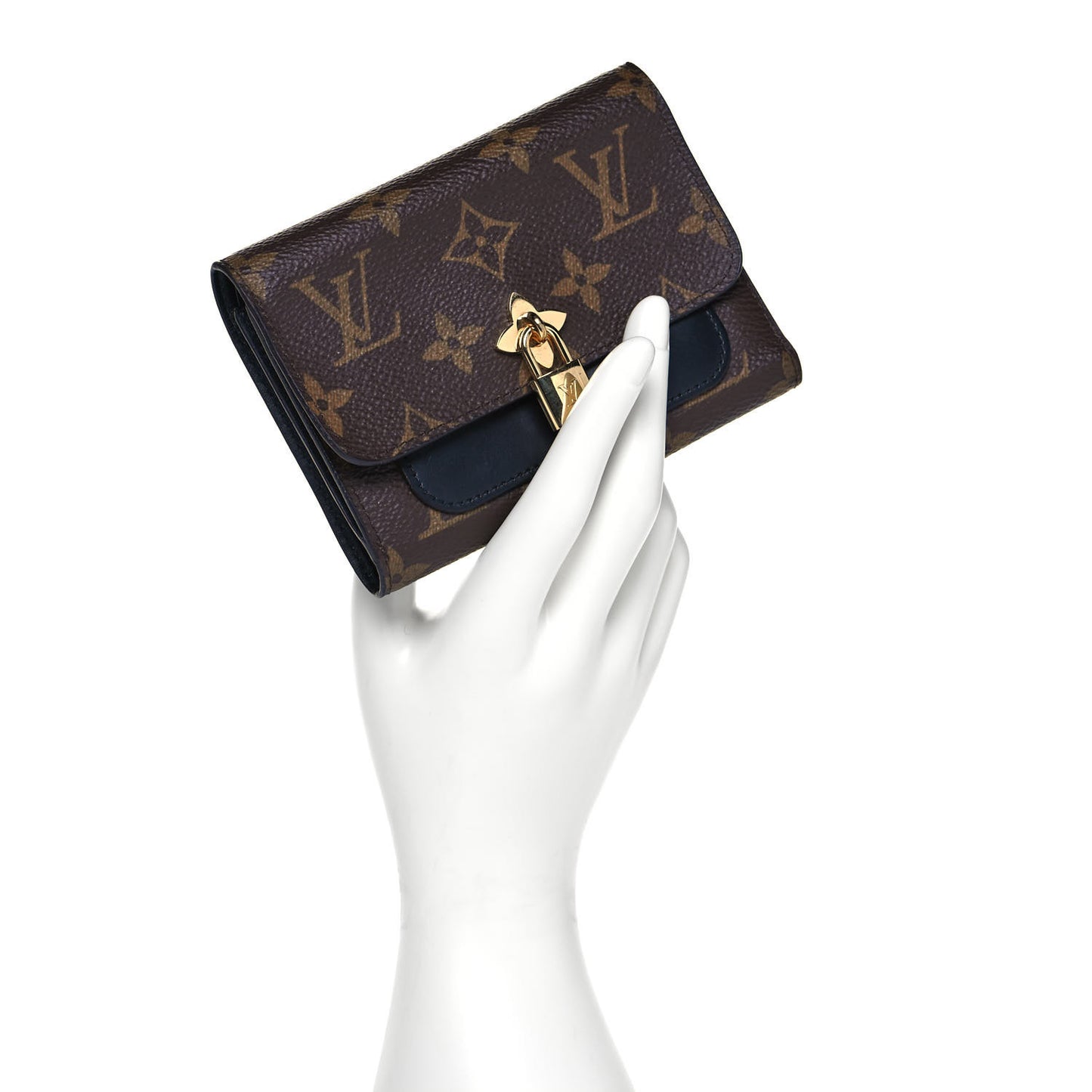Monogram Flower Lock Compact Wallet Black