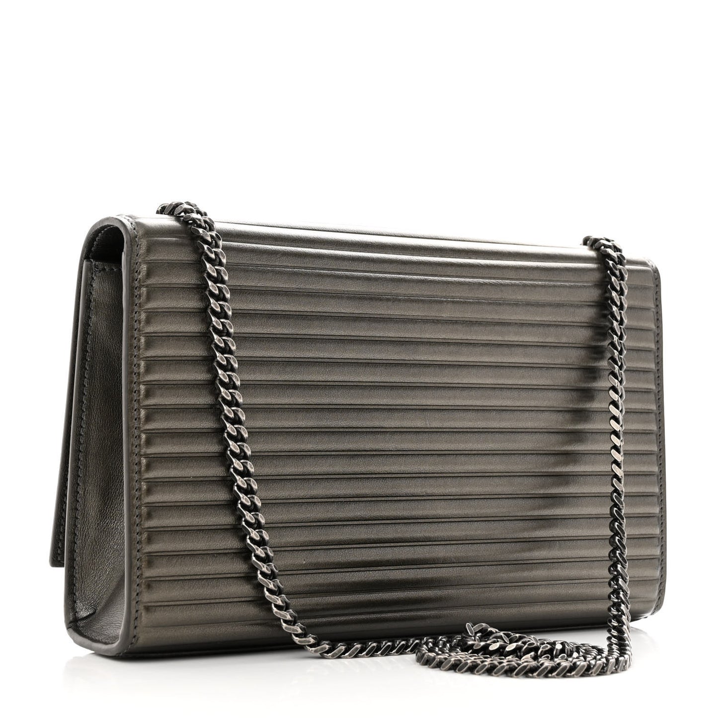Ribbed Calfskin Medium Monogram Kate Satchel Anthracite