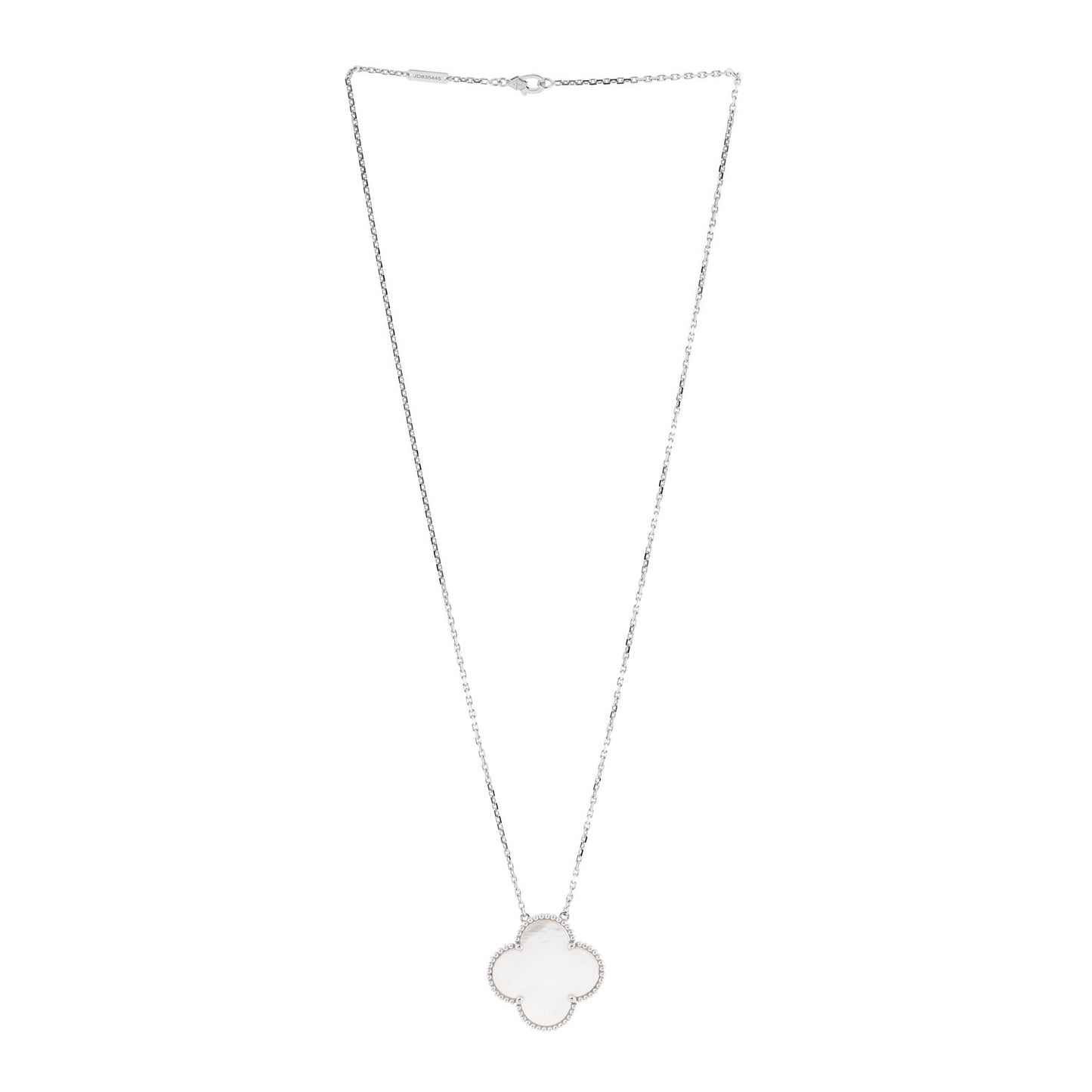18K White Gold Mother of Pearl Magic Alhambra Pendant Necklace
