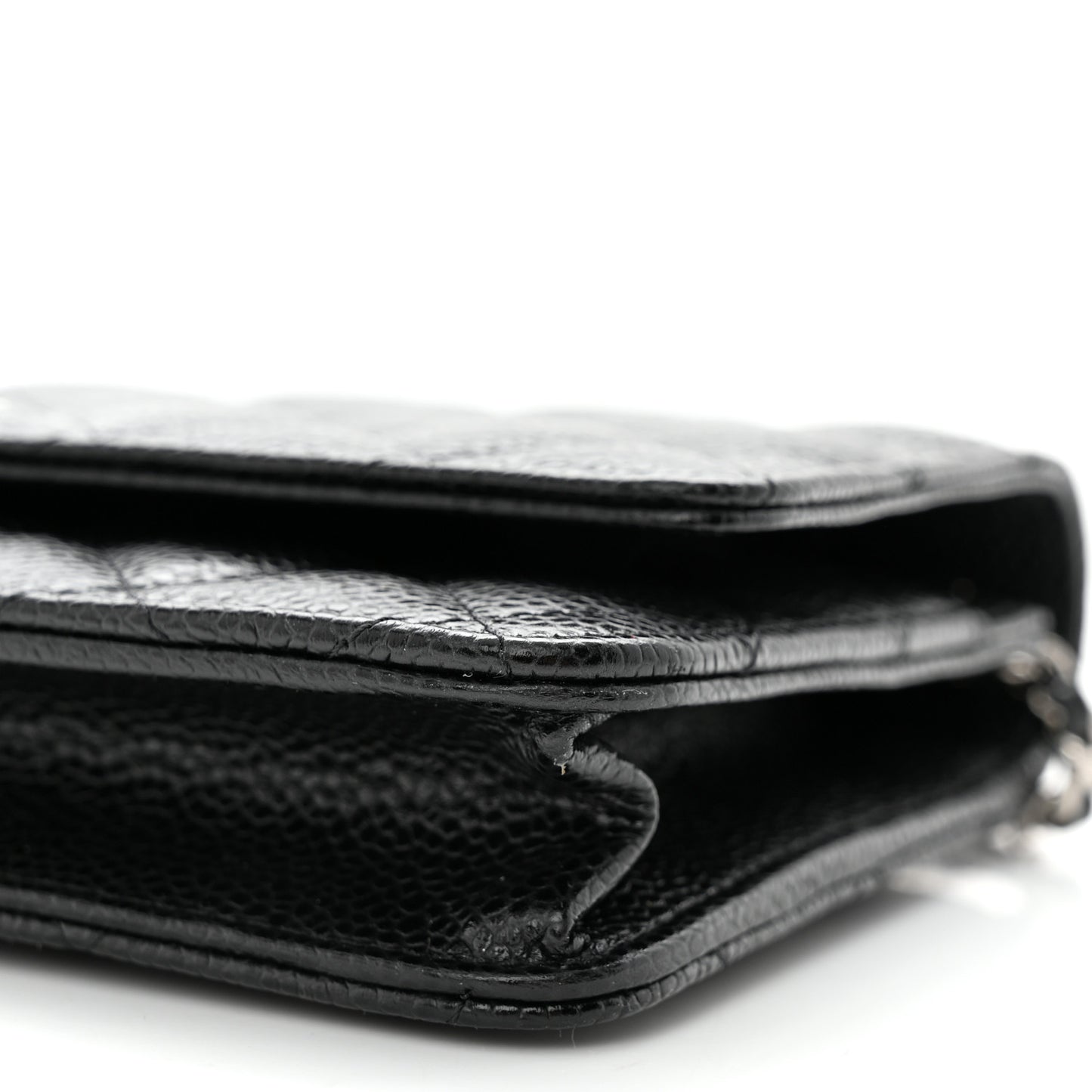 Caviar Quilted Wallet on Chain WOC Black