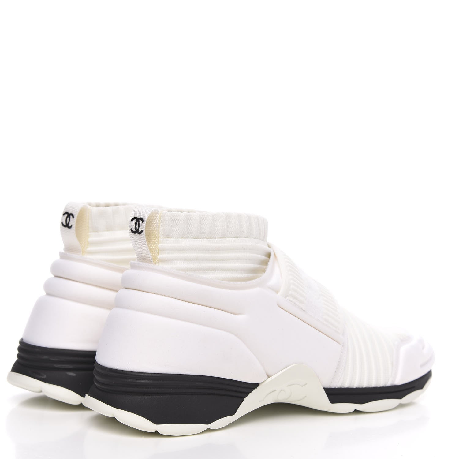 Chanel Stretch Fabric CC Sneakers 36.5 White 4 of 11