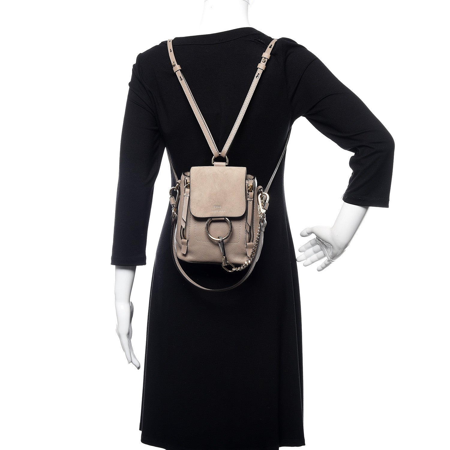 Chloe Suede Calfskin Mini Faye Backpack Motty Grey 2 of 12
