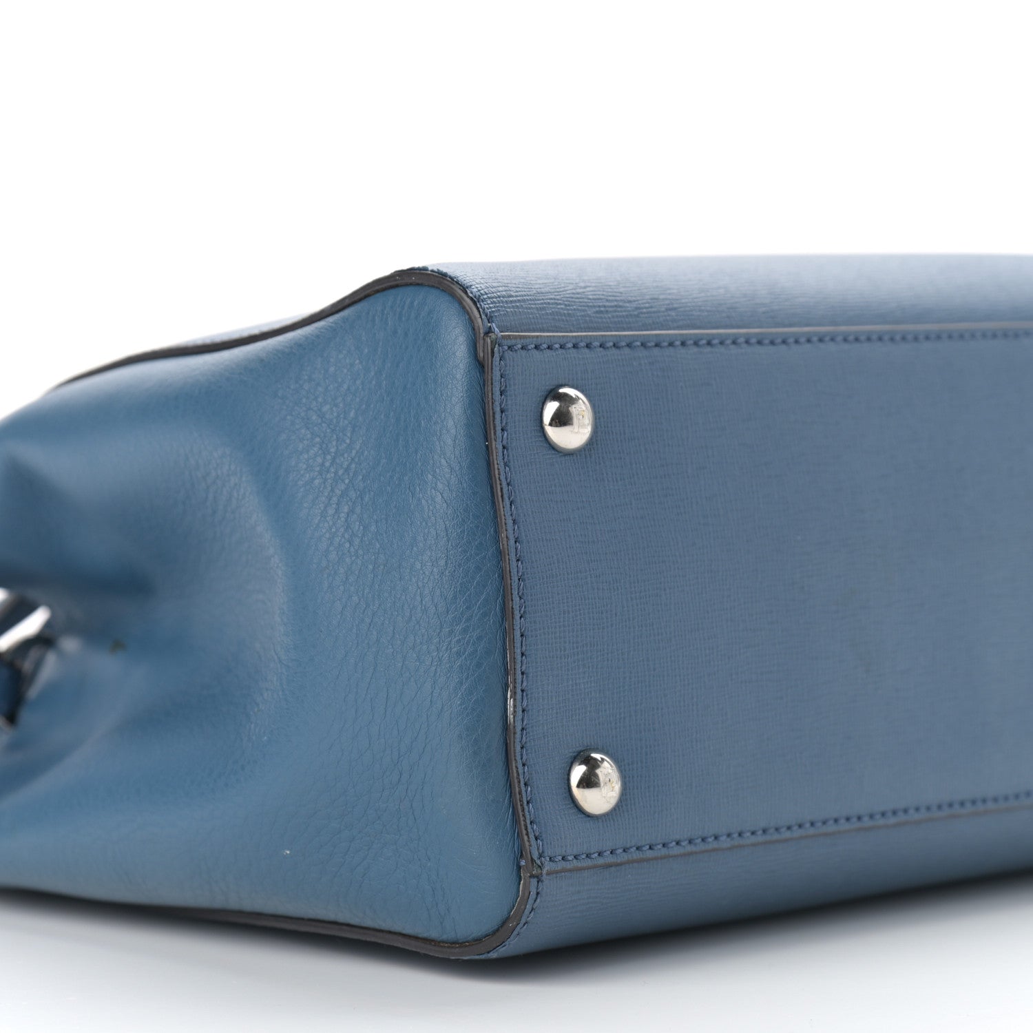 Fendi Vitello Elite Petite 2Jours Tote Blue 9 of 10