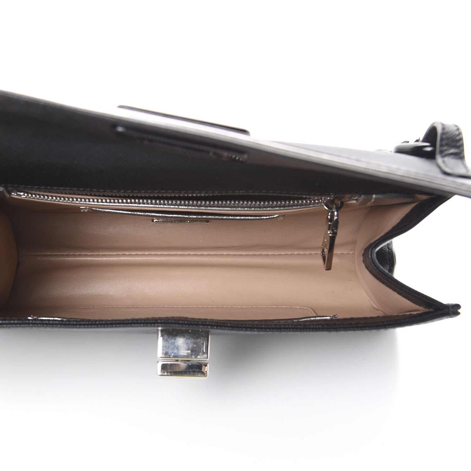 Prada Saffiano Turnlock Chain Shoulder Bag Black 4 of 12