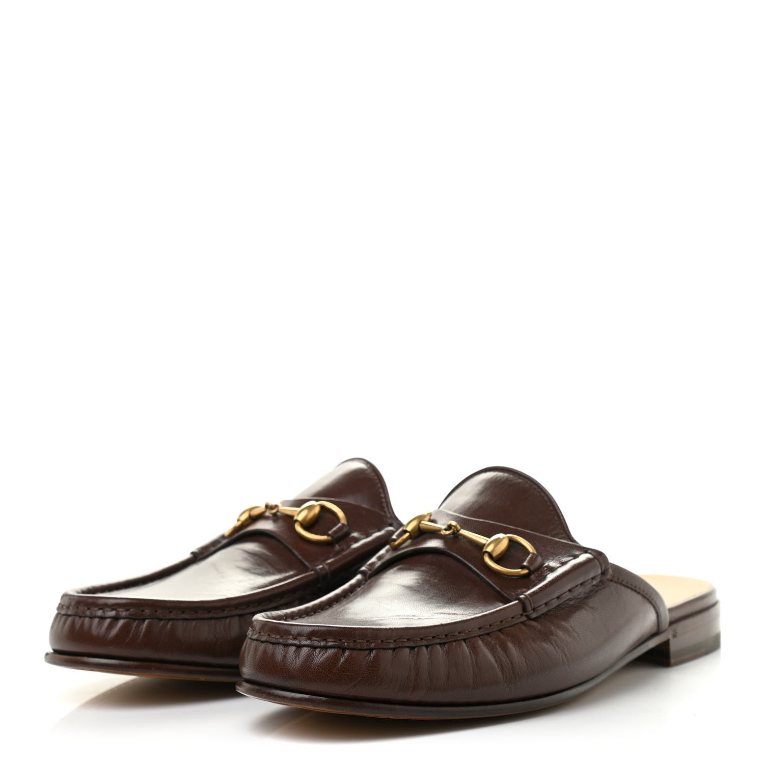 Gucci Goatskin Mens Horsebit Slippers 11.5 Light Brown 3 of 8