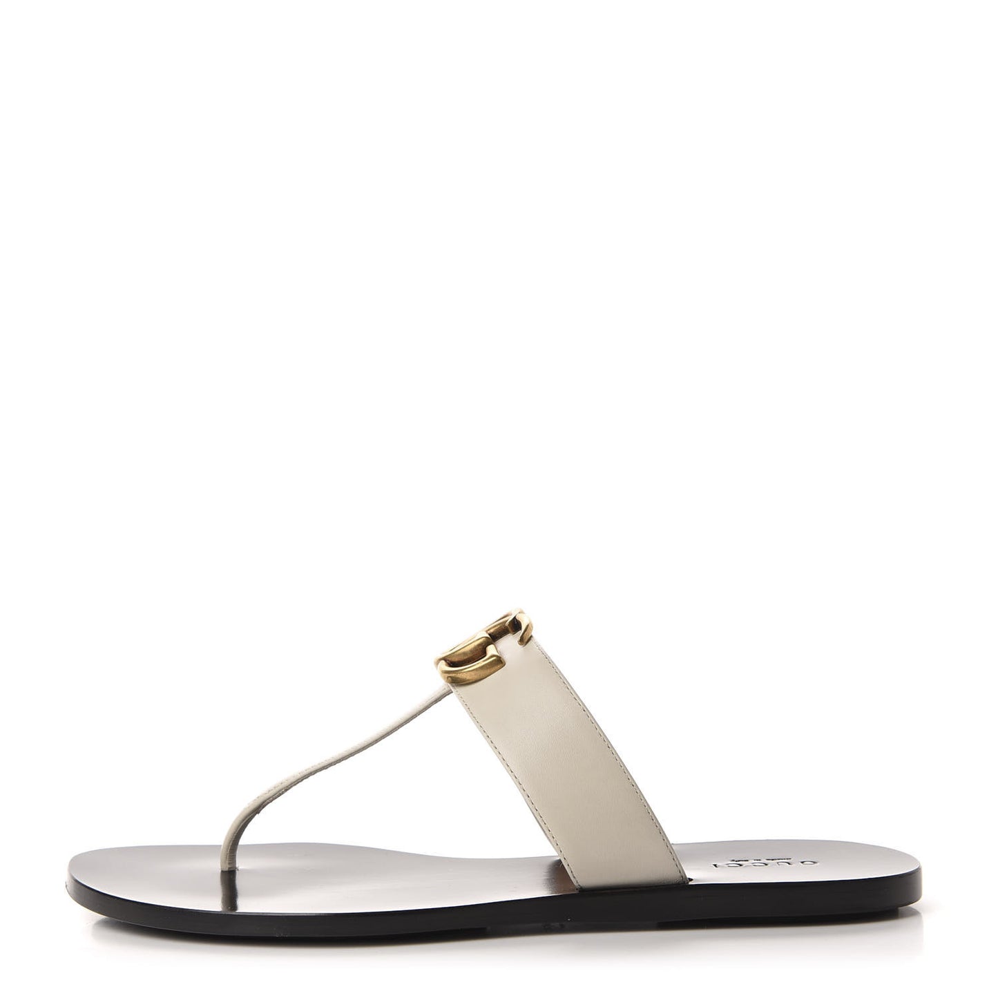 Calfskin GG Marmont Thong Sandals 37 Mystic White