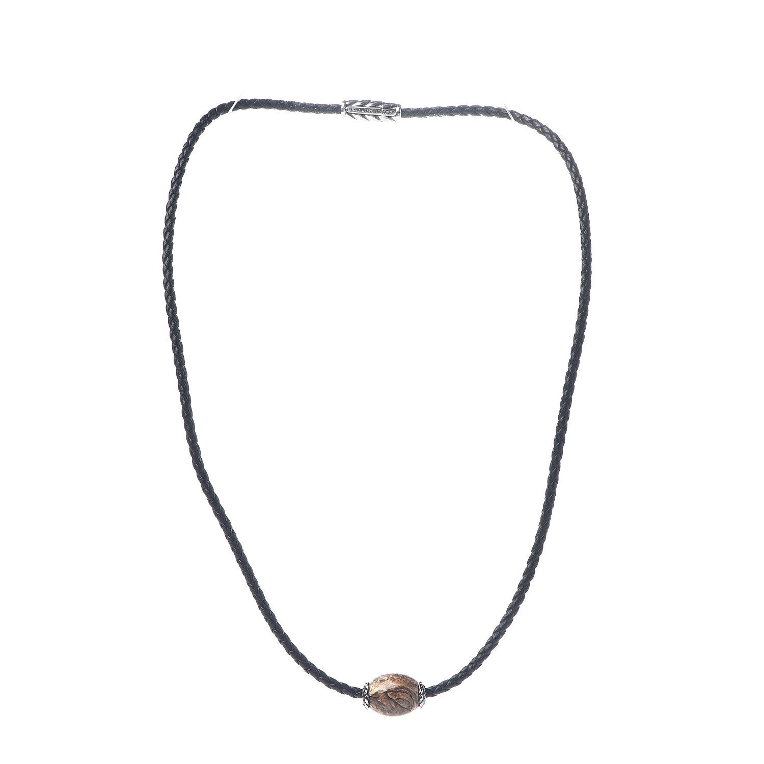 David Yurman Calfskin Sterling Silver Jasper Mens Cord Necklace 3 of 4