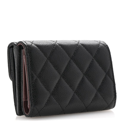 Chanel Caviar Quilted Tri-Fold Flap Wallet Black 3 of 9