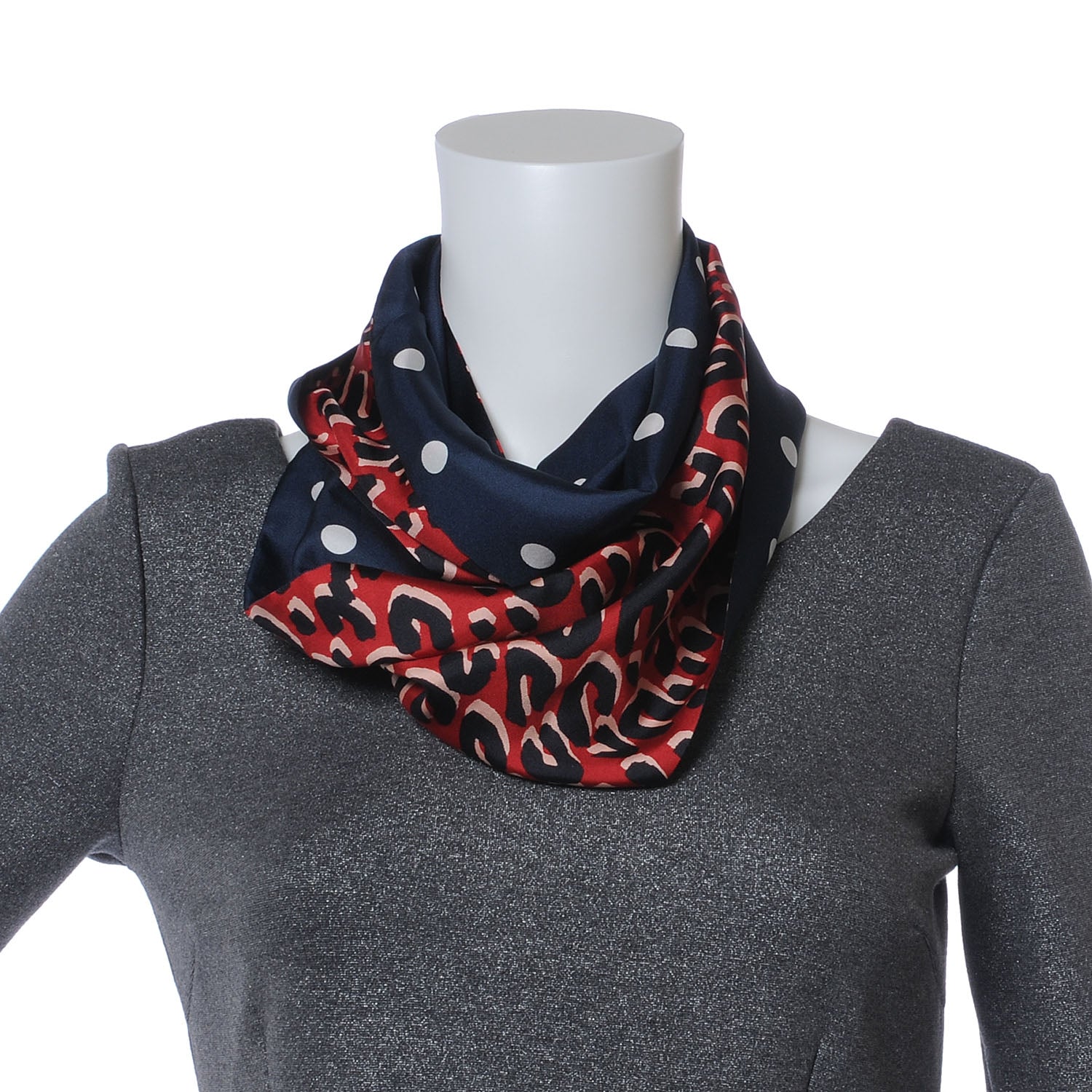 Louis Vuitton Silk Leopard Snood Scarf Red 3 of 6
