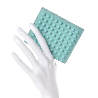 Christian Louboutin Calfskin Spiked Bi-Fold Wallet Turquoise 2 of 7