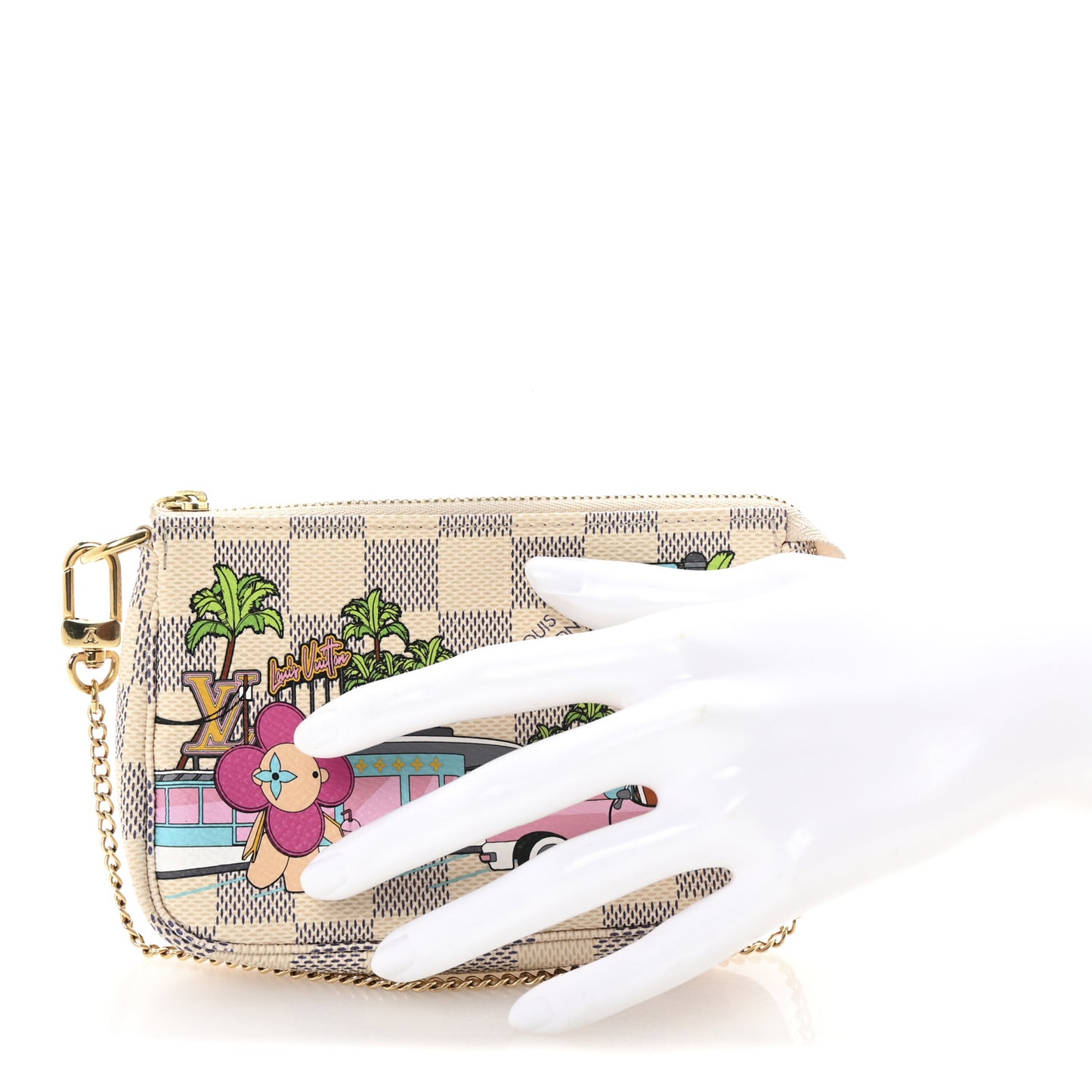 Damier Azur 2021 Christmas Animation Hollywood Mini Pochette Accessories Fuchsia
