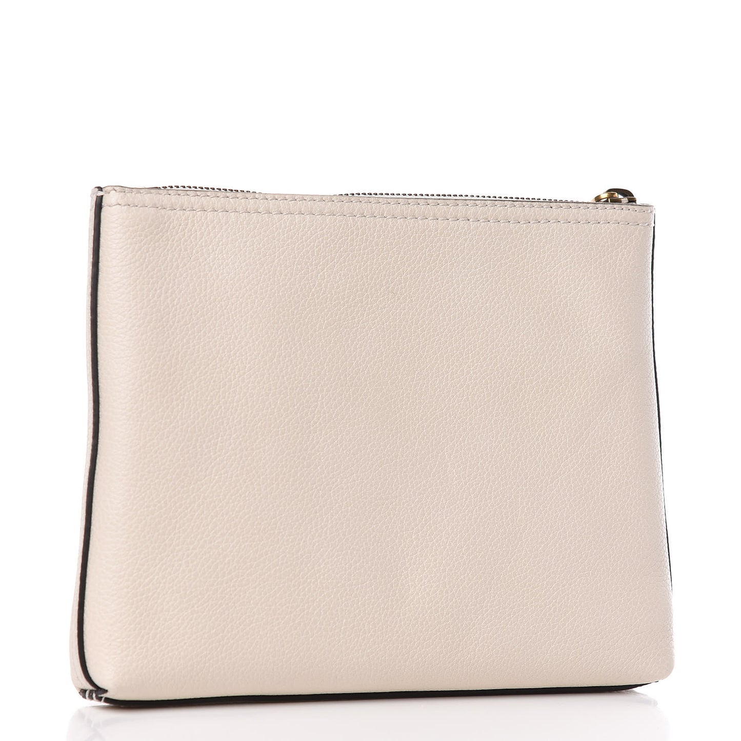 Pebbled Calfskin Medium Logo Portfolio Clutch White