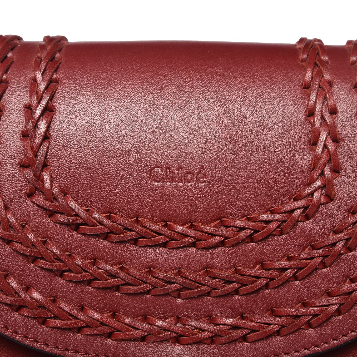 Chloe Calfskin Braided Small Hudson Shoulder Bag Sienna Red 6 of 8