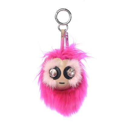 Fendi Alpaca Mink Fur Crystal Faces Micro Bag Bug Charm Fuchsia 1 of 3