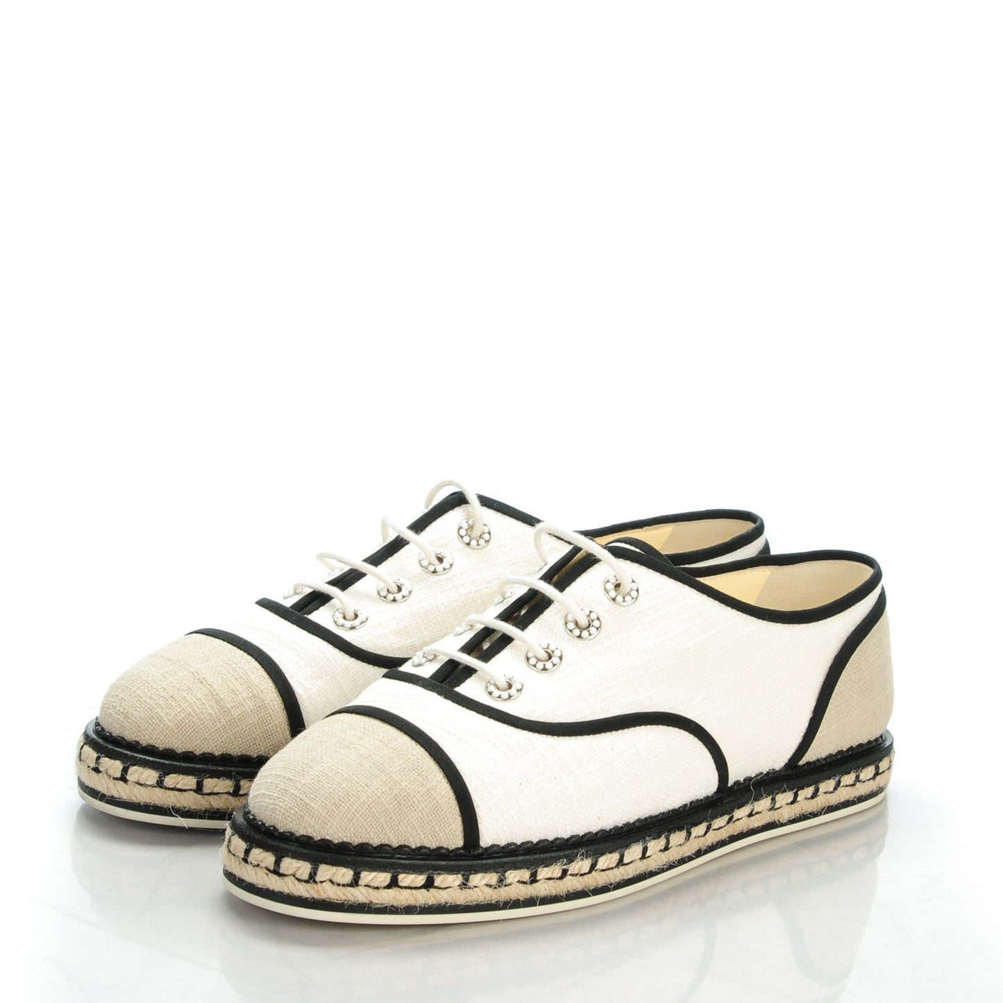 Cotton Lace Up Espadrilles 40.5 Light Beige