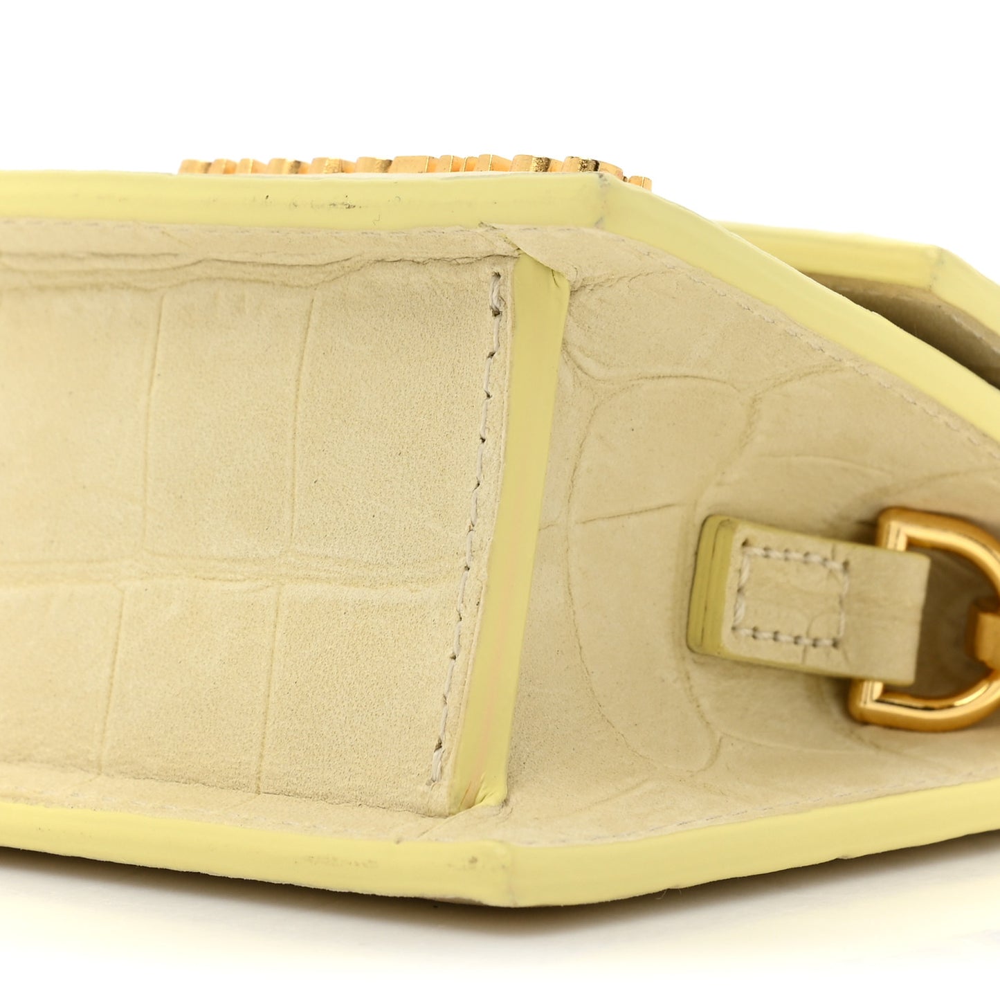 Calfskin Crocodile Embossed Le Chiquito Long Pale Yellow