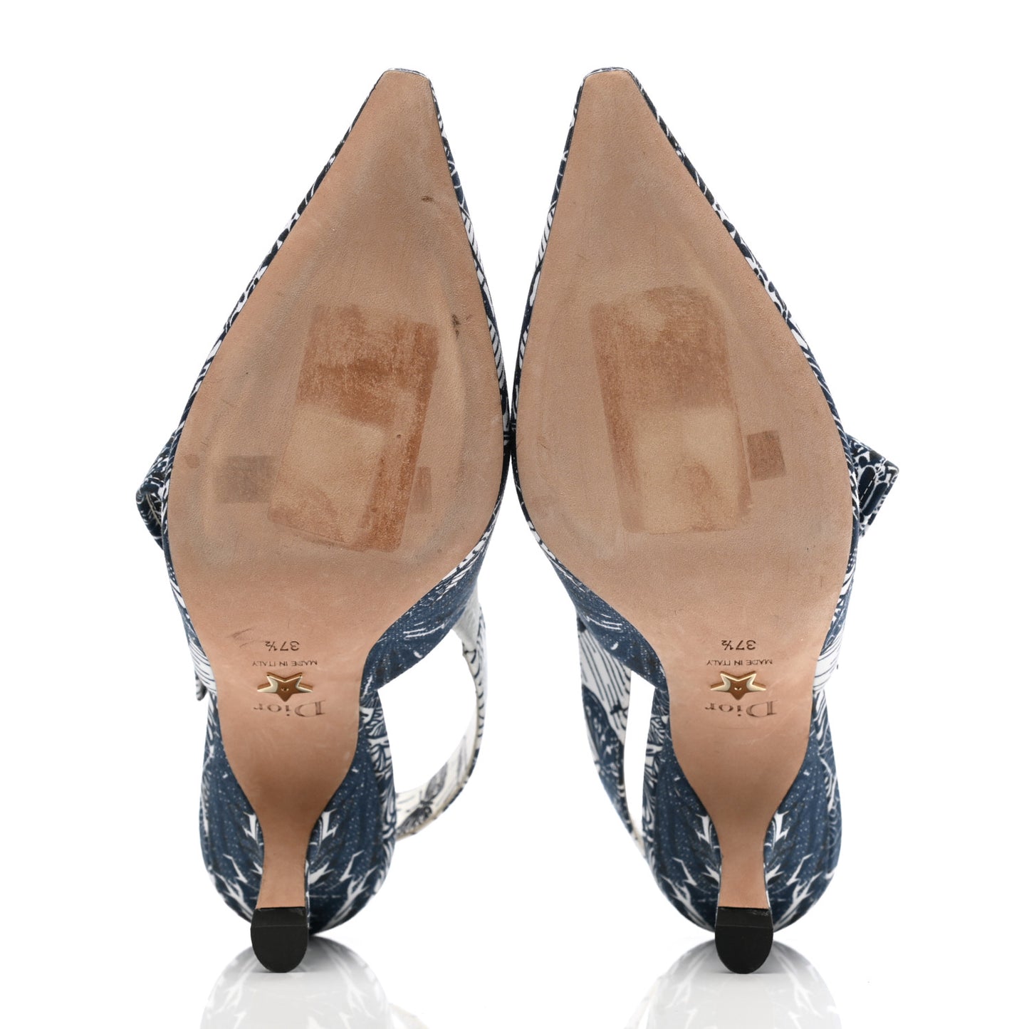 Toile De Jouy Tropicalia Sweet D Slingback Pumps 37.5 Indigo White
