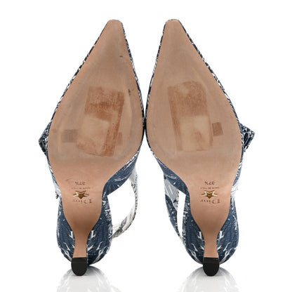 Christian Dior Toile De Jouy Tropicalia Sweet D Slingback Pumps 37.5 Indigo White 5 of 7