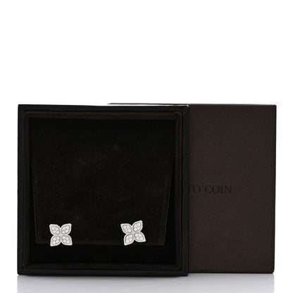 Roberto Coin 18K White Gold Diamond Medium Princess Flower Stud Earrings 6 of 6