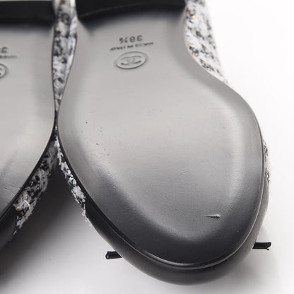Chanel Tweed Sequin Cap Toe Ballerina Flats 38.5 Black Blue 10 of 11