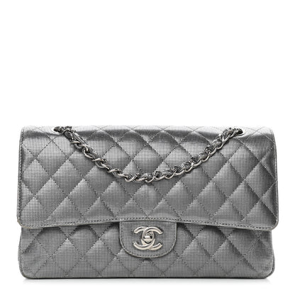 Chanel Calfskin Metallic Pixel Effect Medium Double Flap Silver 1 of 12