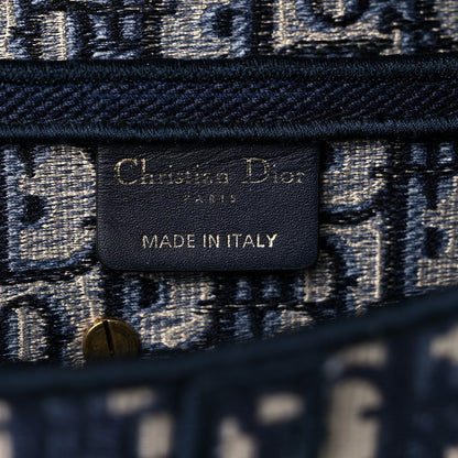 Christian Dior Oblique Embroidered Saddle Bag Blue 6 of 13