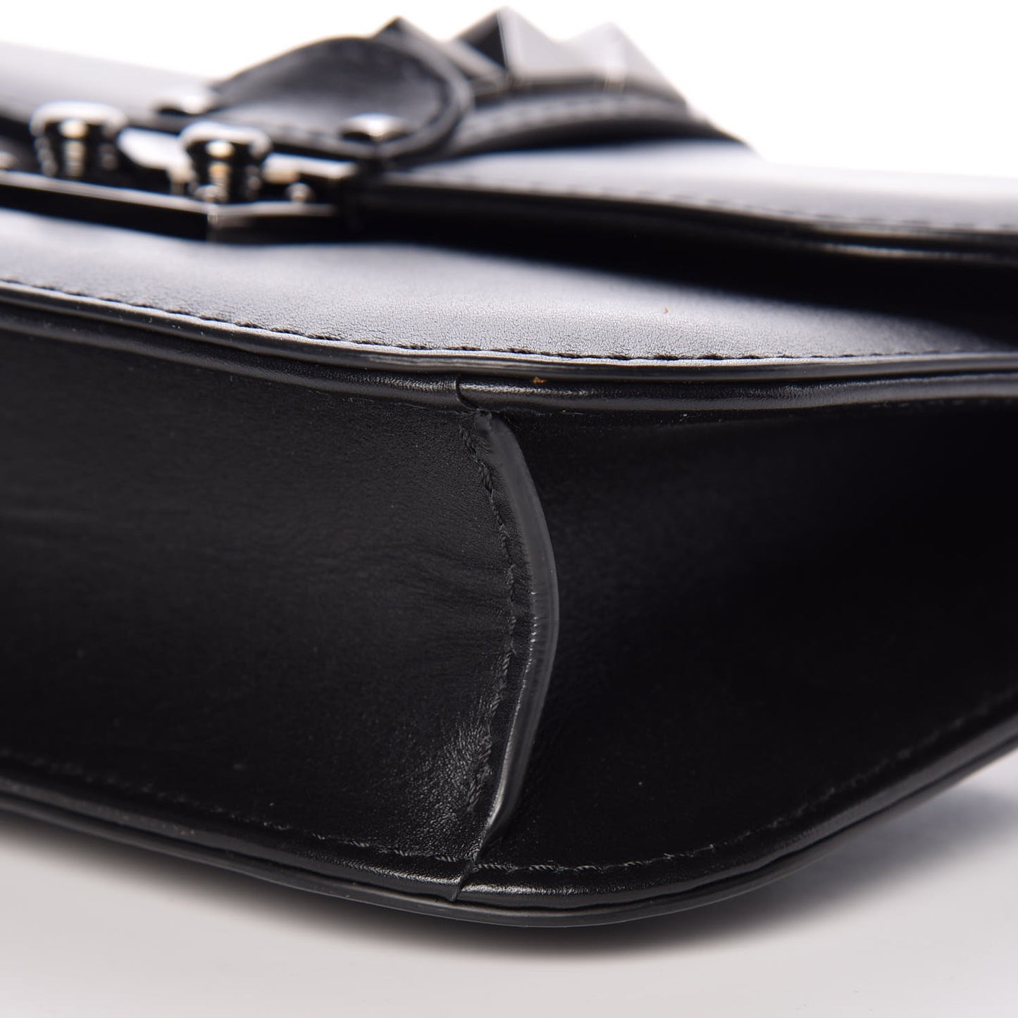 Vitello Small Glam Lock Rockstud Flap Black
