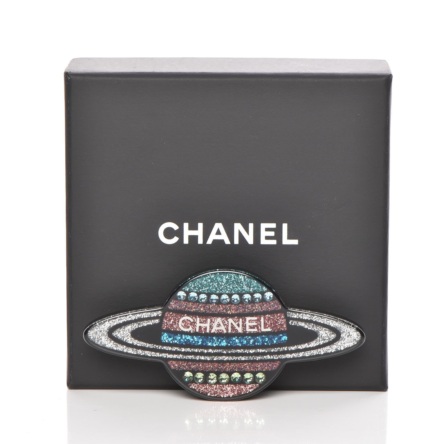 Chanel Glittered Resin Strass Planet Brooch Silver Blue Pink 5 of 5