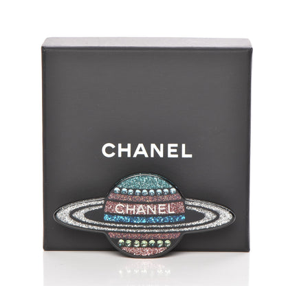 Chanel Glittered Resin Strass Planet Brooch Silver Blue Pink 5 of 5