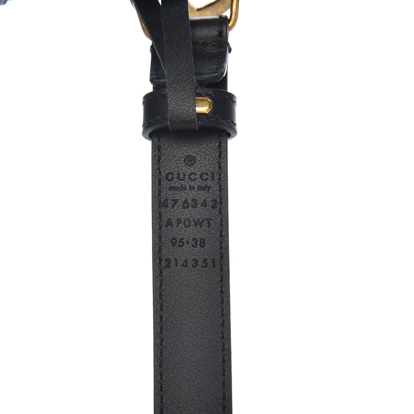 Calfskin Pearl Double G 20mm Belt 95 38 Black Cream