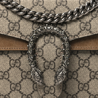 Gucci GG Supreme Monogram Suede Crystal Small Dionysus Shoulder Bag Beige Ebony Taupe 8 of 11