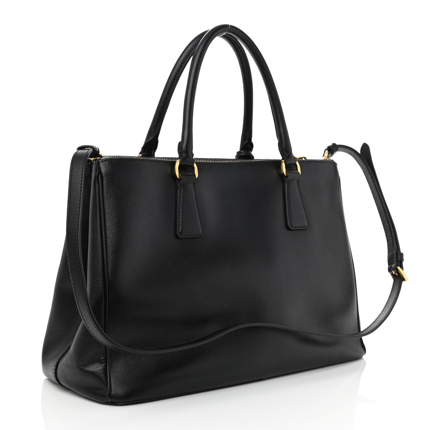 Saffiano Medium Galleria Double Zip Tote Black