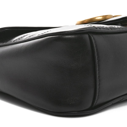 Gucci Calfskin Matelasse Small GG Marmont Shoulder Bag Black 9 of 10