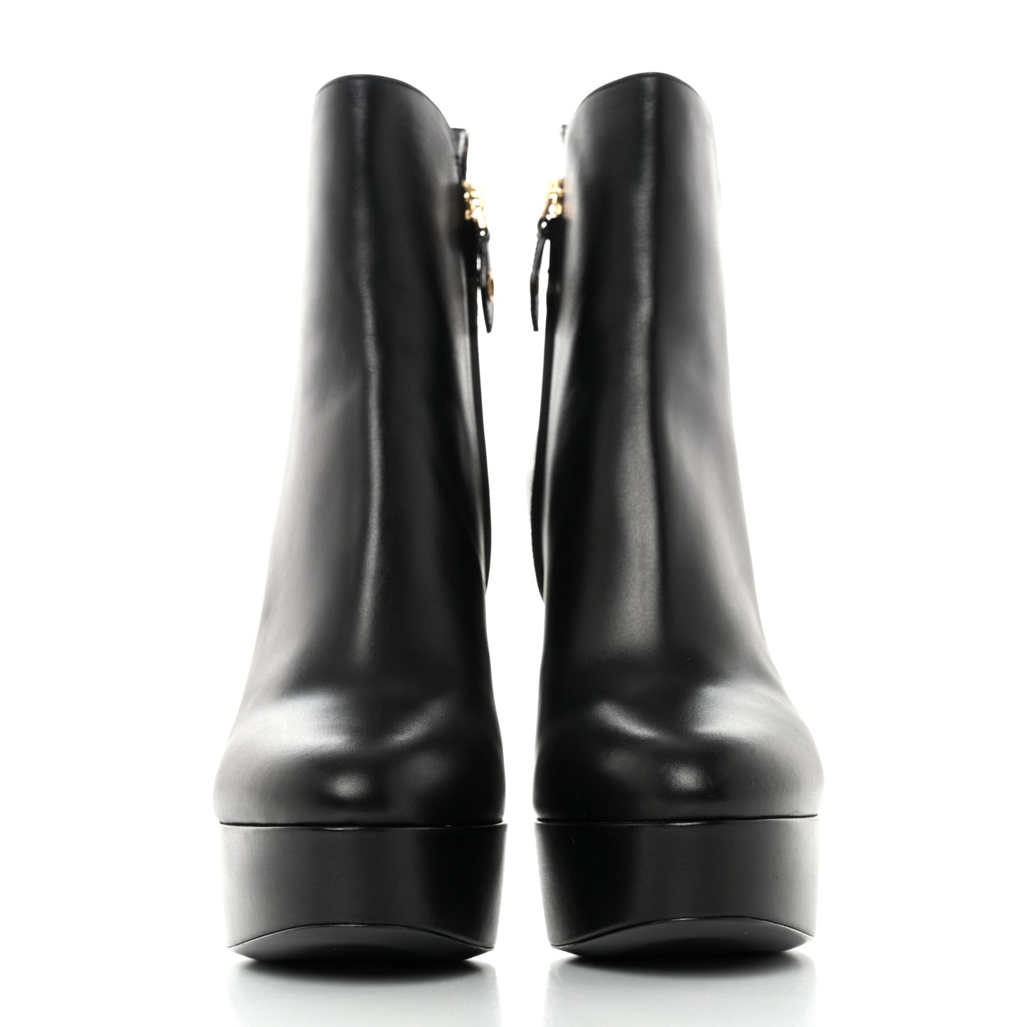 Calfskin Monogram Afterglow Platform Ankle Boots 38.5 Black