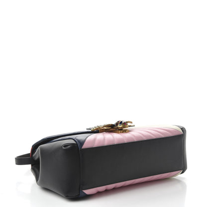 Gucci Calfskin Bamboo Trapuntata Queen Margaret Top Handle Bag Blue Agata Hibiscus Red Mystic White Sugar Pink 5 of 11