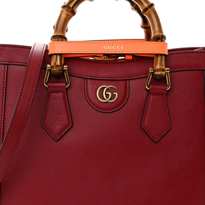 Gucci Textured Dollar Calfskin Web Small Diana Tote Bag Dark Red 8 of 11