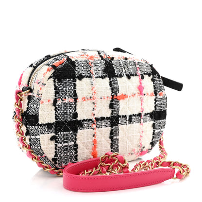 Chanel Tweed Lambskin Quilted Coco Midnight Camera Case White Black Multicolor 3 of 11