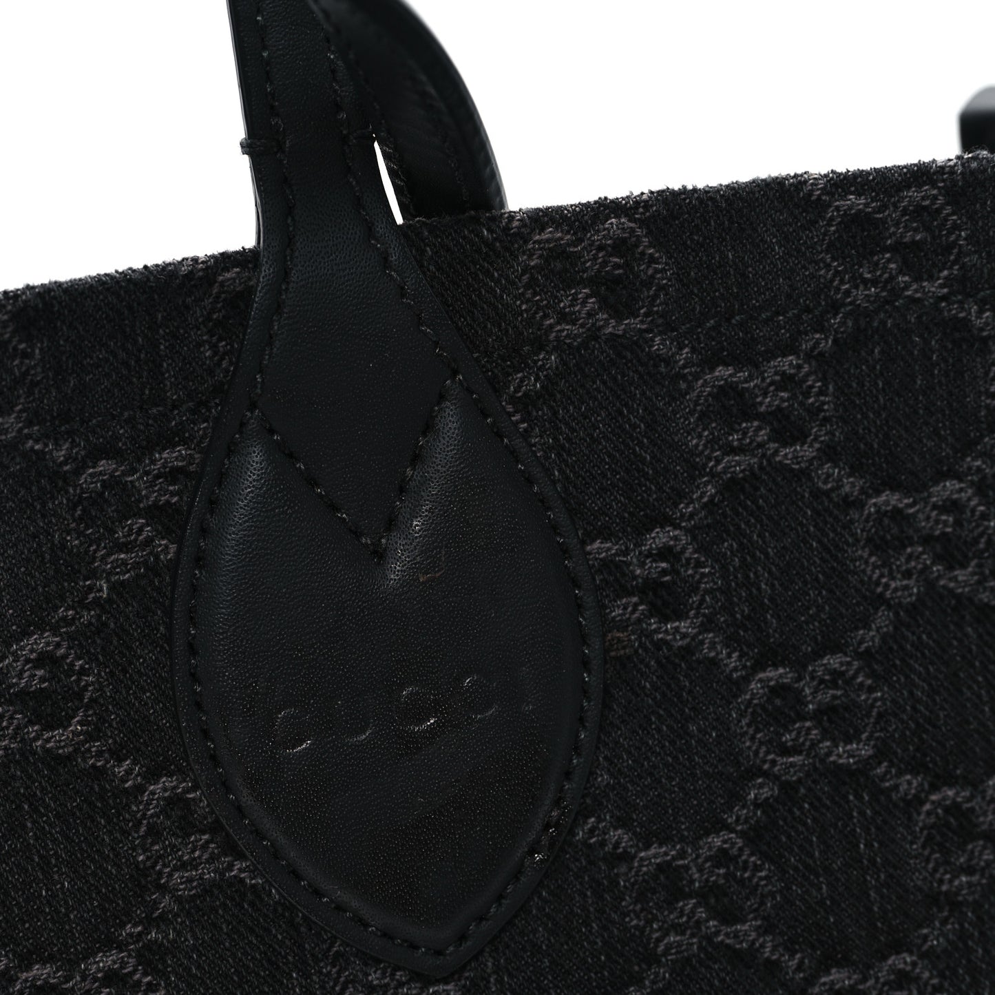 Denim Ophidia GG Monogram Large Tote Black Grey
