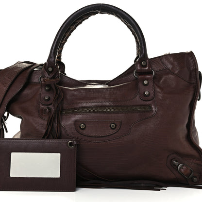Balenciaga Agneau Classic Hardware Lizard Embossed City Castagna 7 of 9