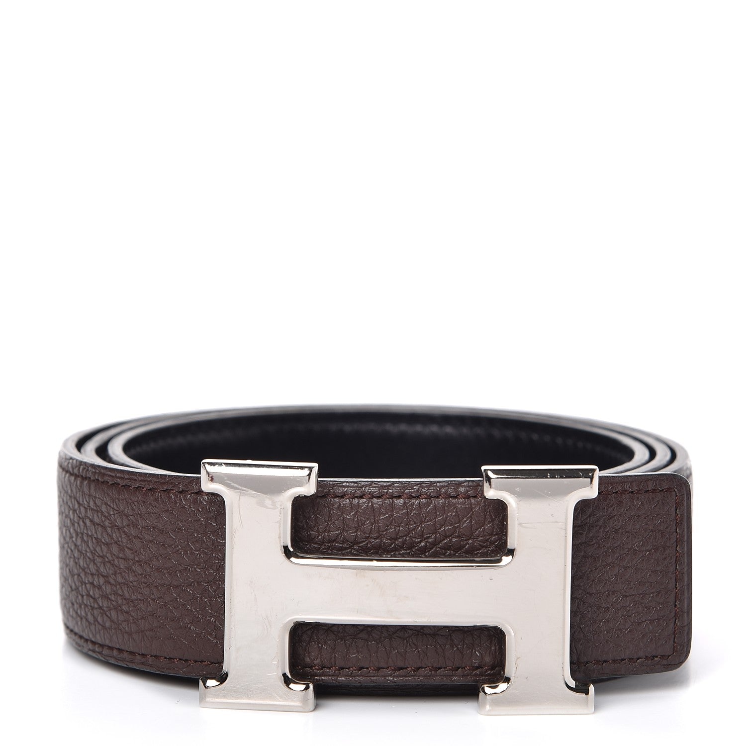 Hermes Box Togo 32mm H Belt 85 Black Chocolate 1 of 7