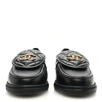 Chanel Lambskin Quilted CC Turnlock Loafers 38.5 Black 2 of 8